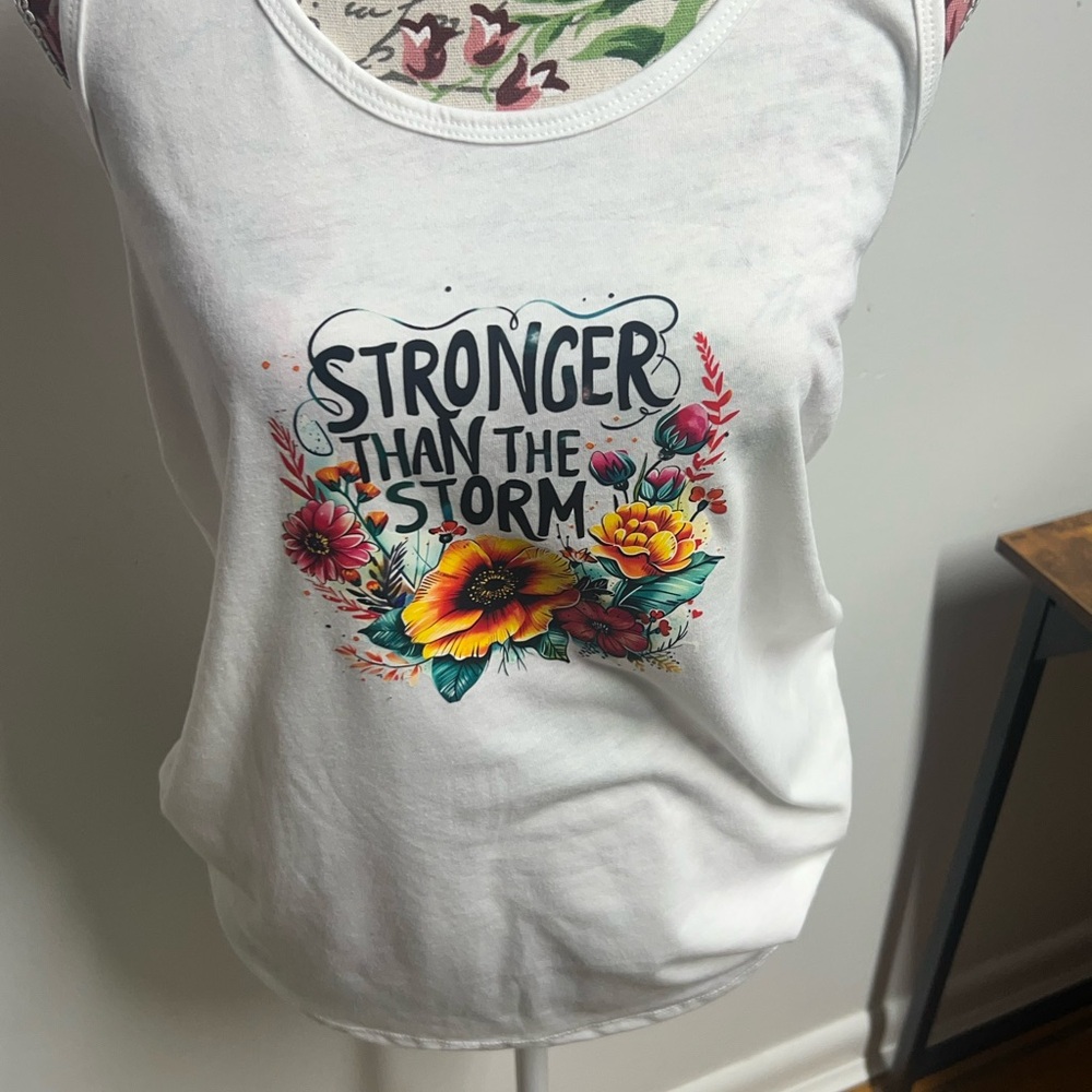 Floral Graphic White Tank Top